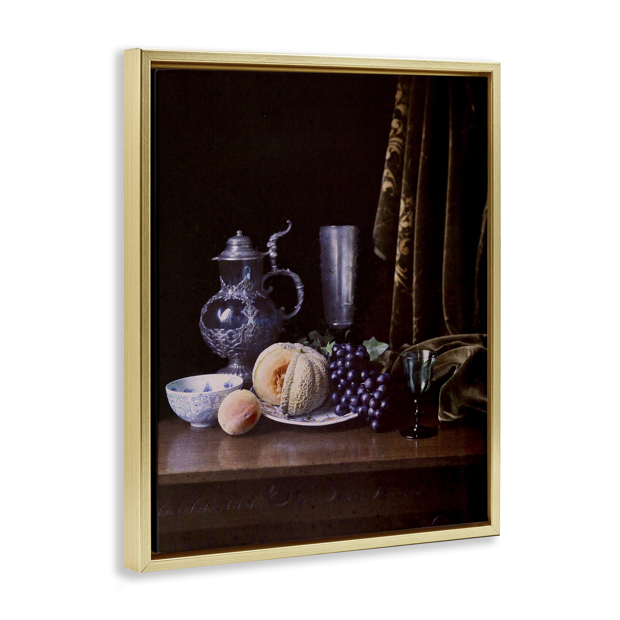 Stupell Industries Vanitas Still Life Food & Beverage Photography Gold Floater Framed Canvas Art Print Wall Art, 25 x 31