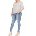thumbnail image 4 of Women's Plus Size Casual Round Neck Top with Button Tab Sleeve, 4 of 6