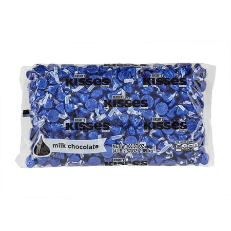 Hershey’s Kisses Candy, Milk Chocolate, Dark Blue Foil, 4.1 Lb.