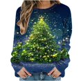 thumbnail image 3 of Feancey Womens Xmas Tree Sweatshirt Loose Crewneck Long Sleeve Holiday Pullover Novelty Christmas Print Casual Tunic Sweatshirts Fall Fashion Clothes Green XXL, 3 of 7