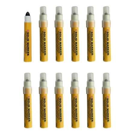 SAKURA Mini Barrel Solid Paint Markers with Push Up Tip - Low Temperature Permanent Marker Pens - Window, Wood, & Glass Marker - 10 mm Tip - Black Paint - 12 Pack