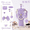 Purple, variant on Tumbler Accessories Set for Stanley Quencher 30 oz & 40 oz, Light Pink Silicone Boot, Cute Straw Topper Covers, 9-Piece