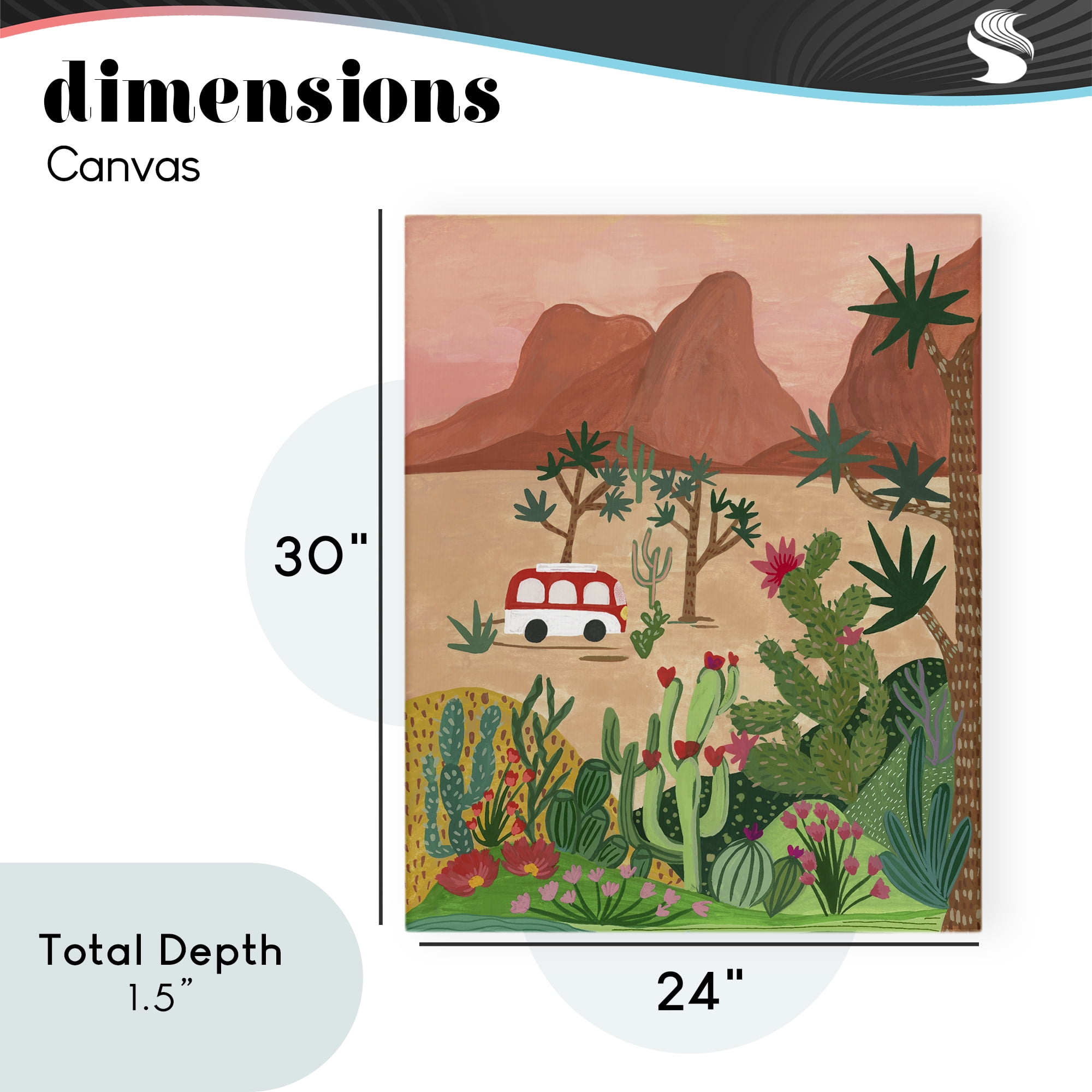 Desert Camper & Cacti Canvas Wall Art, design by Nabeela Rumi