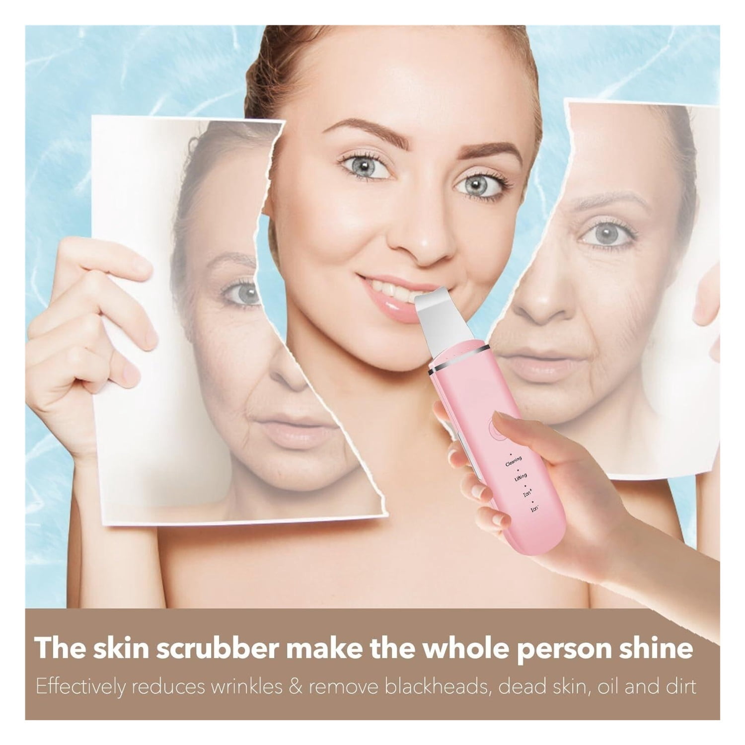 Skin Scrubber Face Skin Spatula Facial Scrubber Spatula for Deep Cleansing Blackhead Remover Pore Cleaner with 4 Modes (White)