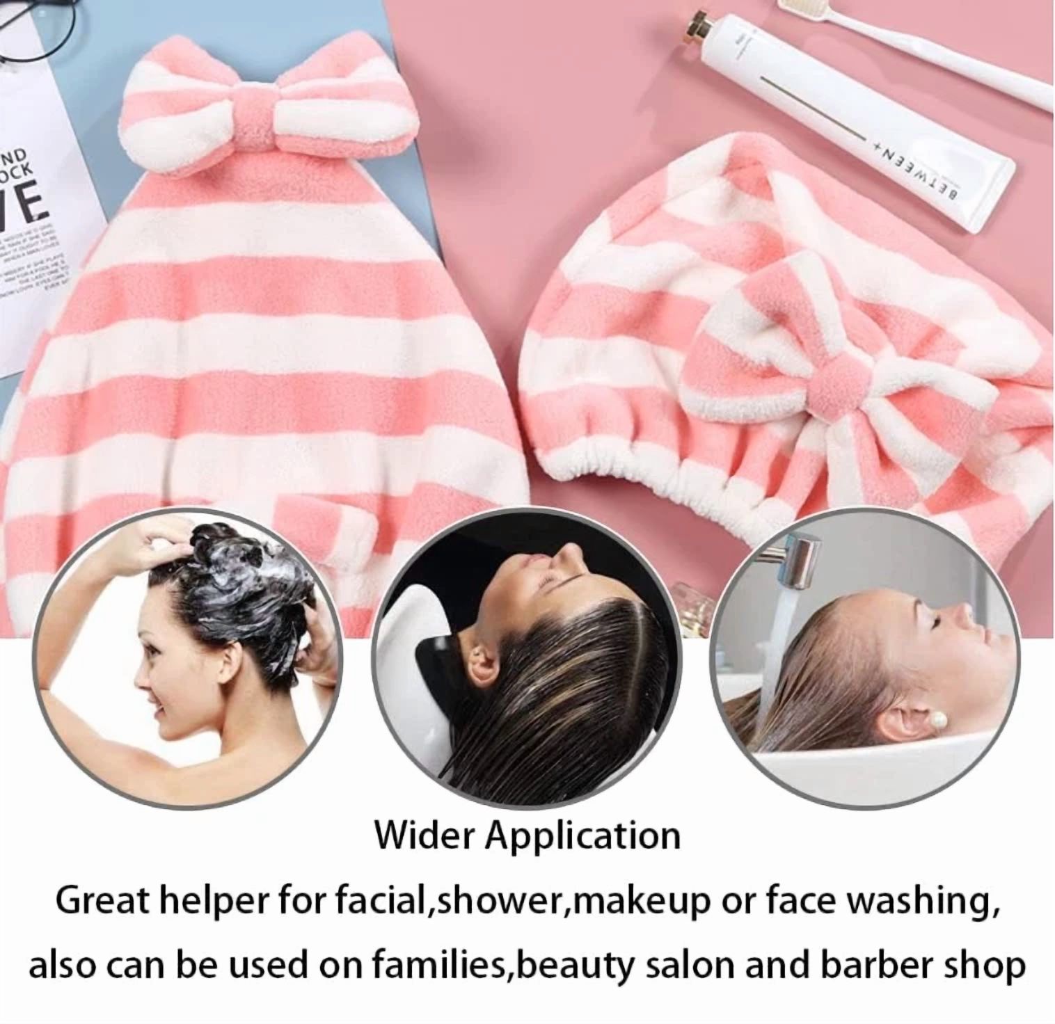 BUTTERFLY- 2Pc Microfiber Hair Drying Caps Fast Drying Hair Turban Wrap Towels Shower Cap