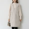 thumbnail image 4 of Robe Chandail Courte Sans Manches à Col en V pour Femme, Tricotée, Unie, avec Poches, Décontractée, Confortable, Tunique à Enfiler, 4 of 5