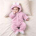 thumbnail image 2 of vdgthytj Newborn Boys Girls Fuzzy Jumpsuits Long Sleeve Winter Warm Cute Ears Loungewear Sleepwear Footed Rompers(6-9 Month,Pink), 2 of 5