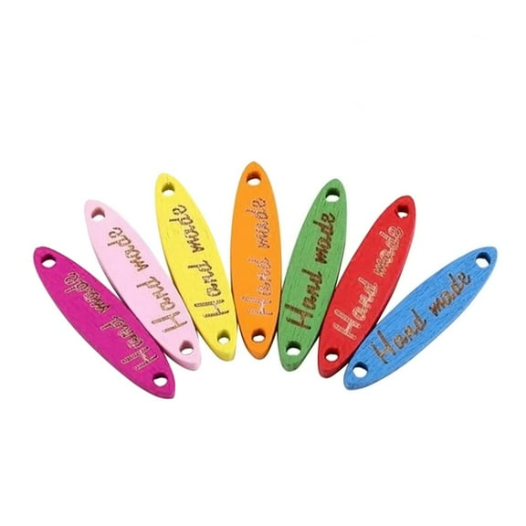Soimiss 100Pcs Sew on Labels Assorted Color made of Wood for DIY Artwork and Craft Projects