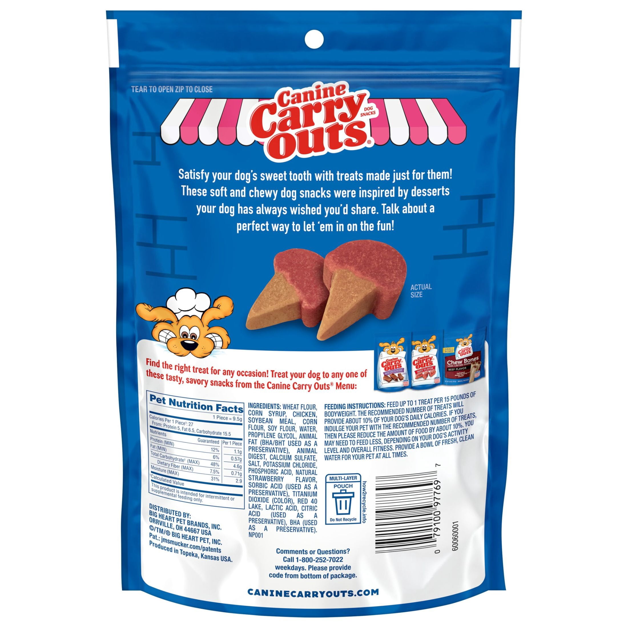 (2 pack) Canine Carry Outs Sweet Shop Strawberry Flavored Scoops with Other Natural Flavors, Chewy Dog Treats, 4.5 oz Bag