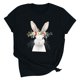 thumbnail image 1 of Pantalones Cortos para las Mujeres Sexy Pascua Moda Impresión Cuello Redondo Tee, Poliéster Ligero Casual Top para Primavera Verano Diario, Blusa de Suéter, 1 of 4