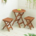 thumbnail image 4 of 14" Wooden Foldable Outdoor Stool Collapsible Camping Seat Portable Garden Chair, 4 of 10