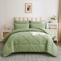 Davulos Twin Comforter Set Green Bed in a Bag Twin Size 5 Pieces, Luxury Soft Bed Set for All Seasons, Bedding Set with Down Alternative Comforter, Sheets, Pillowcases & Shams