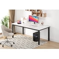 thumbnail image 4 of Industrial Dining Table for 6-8 – Modern Rectangular Wooden Table with Sturdy Metal Legs, Rounded Corners, Large Conference or Writing Desk – White Faux Marble – Gray Color – Size: 1.8m x 0.9m, 4 of 7