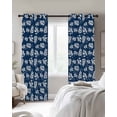 thumbnail image 2 of Navy Blue White Leaves Blackout Curtains for Bedroom, Spring Pastoral Rustic Botanical Room Darkening Window Drapes for Living Room, Thermal Insulated Grommet Curtains, 52x96 inch, 2 Panels, 2 of 9