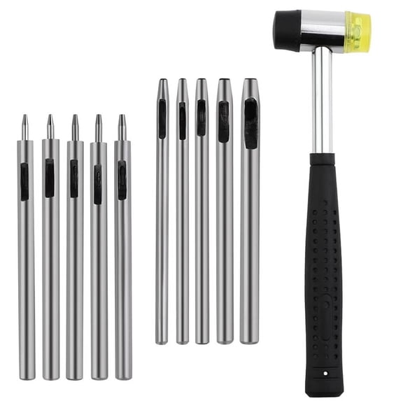 10 Pcs Leather Hole Punch Tool Set, 0.5mm-3.5mm Round Hole Punch Working Tools for Leather Belts, Canvas, Watch Band