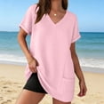 thumbnail image 2 of Womens Swimsuit Cover Up Short Sleeve V Neck Bathing Suit Civerup Summer Casual Beach Dresses Plus Size Fashion, 2 of 7