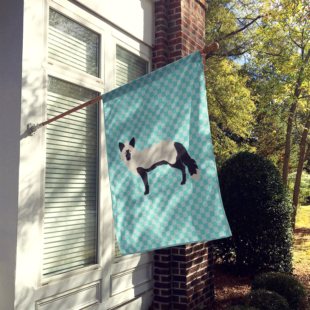 Caroline's Treasures BB8045CHF Silver Fox Blue Check Flag Canvas House Size , Large, multicolor