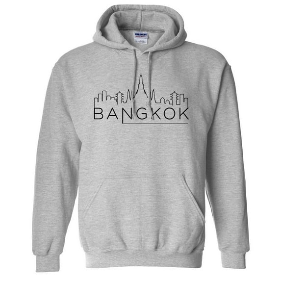 Skyline Bangkok Hoodie Sweatshirt Unisex Small Grey