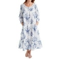 thumbnail image 3 of Women's La Cera 1211RX Plus 100% Cotton Woven Floral Button Front Robe (White/Blue 3X), 3 of 4