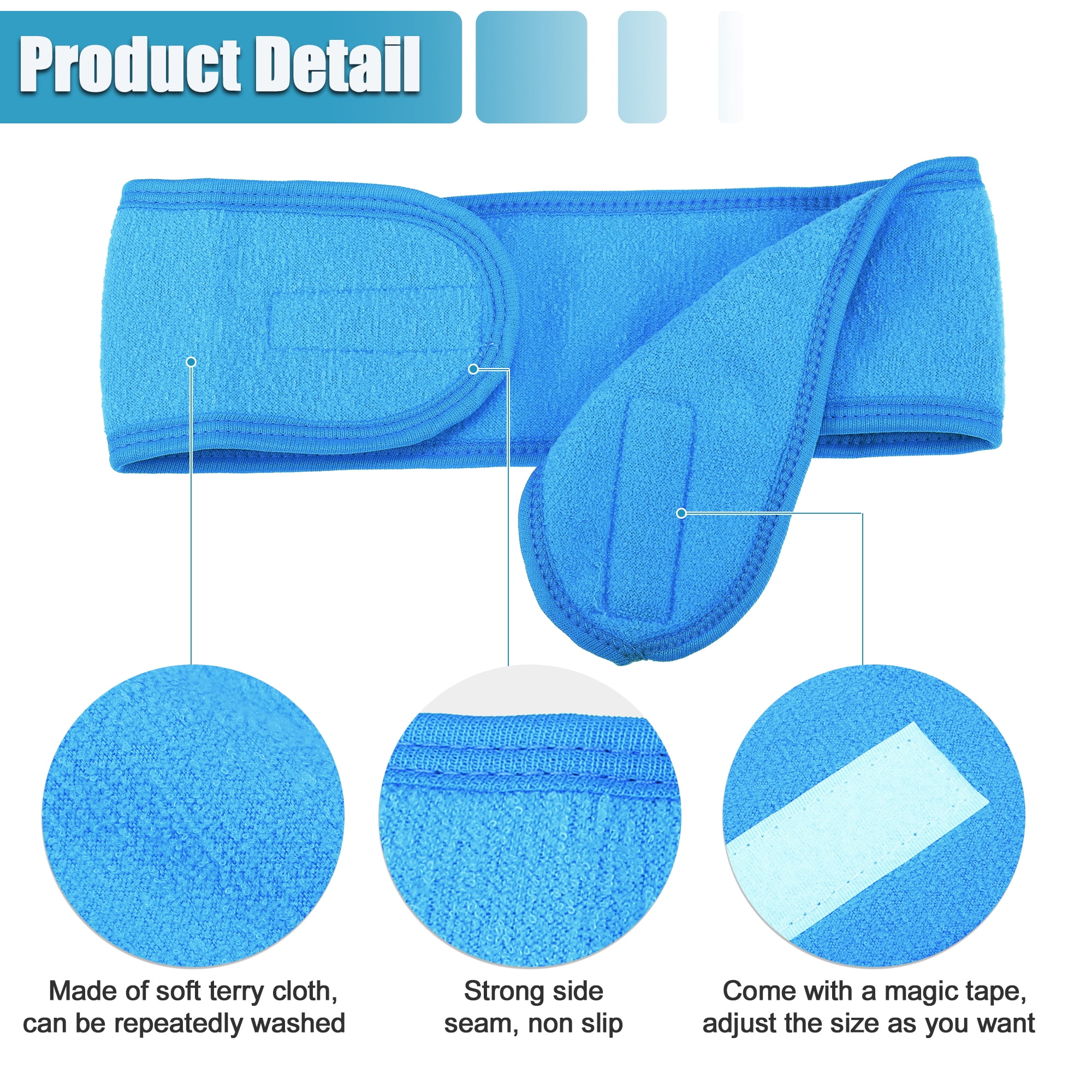 Unique Bargains 4 Pcs Spa Headband for Face Washing and Bathing Blue