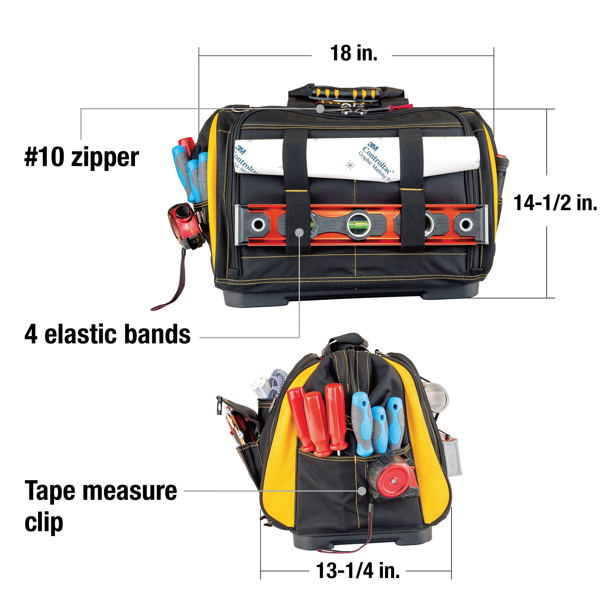 Details about   Cat 18 inch Pro Toolbag 56 Pockets Heavy Duty 1680D Polyester 240051 