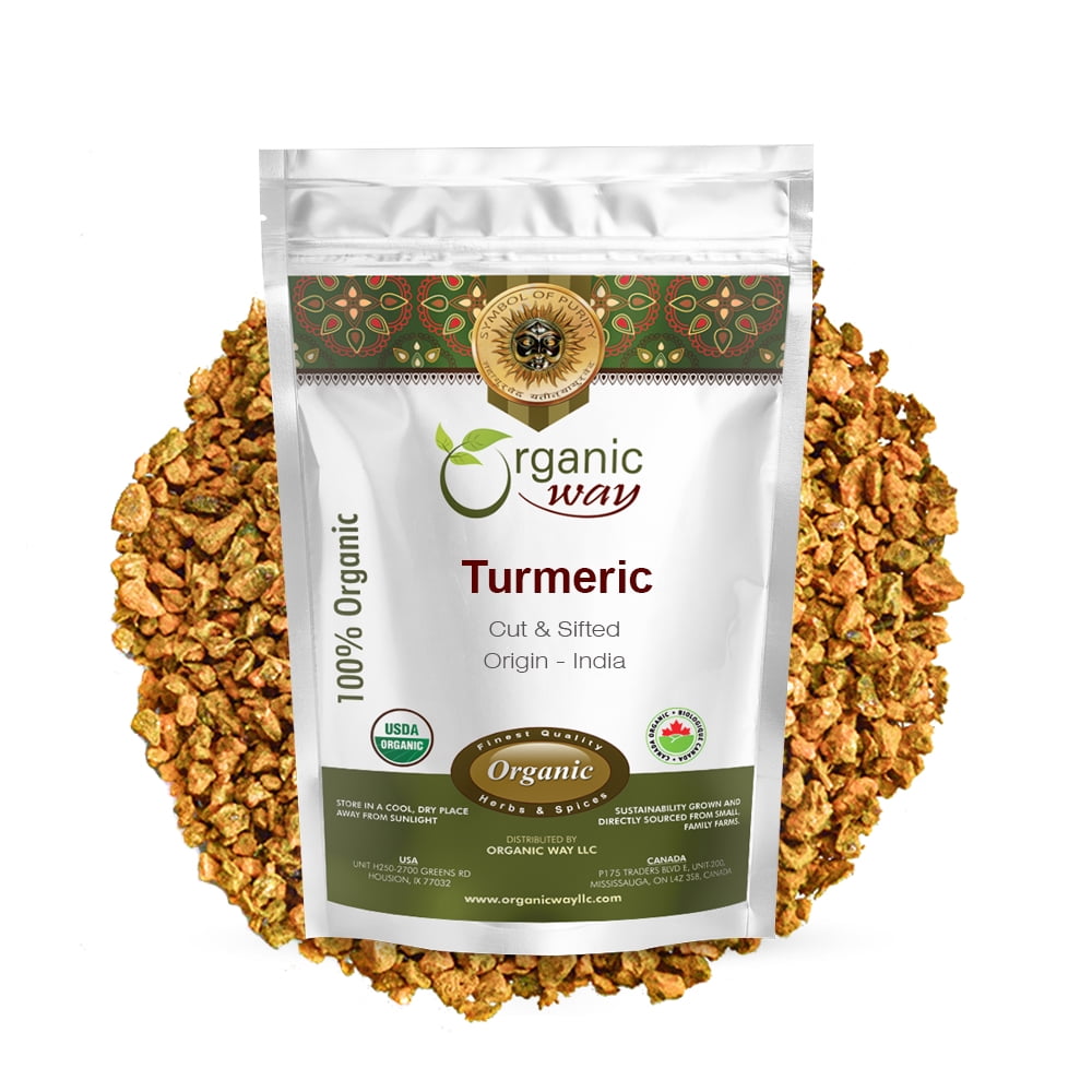 Organic Way Premium Turmeric/Haldi Root Cut & Sifted (Curcuma longa) | Herbal Tea - Organic & Kosher Certified | Non GMO & Gluten Free | USDA Certified - 1/2 LBS / 8 Oz