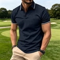 thumbnail image 7 of Homeyce Golf Polos for Men Short Sleeve Contrast Collared Polo Shirts Button Fashionable Business Athletic Casual Shirt Solid Color Golf Shirt,Blue L, 7 of 7