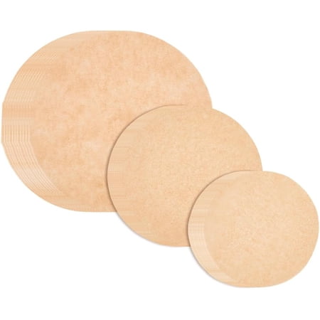 150Pcs 3 Styles Oil Proof Parchment Paper Sheets for Kitchen Baking Supplies Flat Round Tan 153~255x0.1mm 50pcs/style for diy