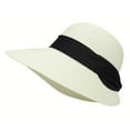 thumbnail image 3 of yunLXY Under $5 White Floppy Big Beach Straw Hats for Women Foldable Summer Wide Brim Packable Sun Hat Womens Travel Straw Fedora Hat, 3 of 4
