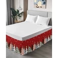 thumbnail image 4 of Christmas Winter Bed Skirt King Size 16&nbsp;Inch Drop, Snowflakes Pine Tree Simple Red Wrap Around Dust Ruffle Bedskirts, Wrinkle & Fade Resistant Easy Fit Bedskirt with Adjustable Elastic, 4 of 8