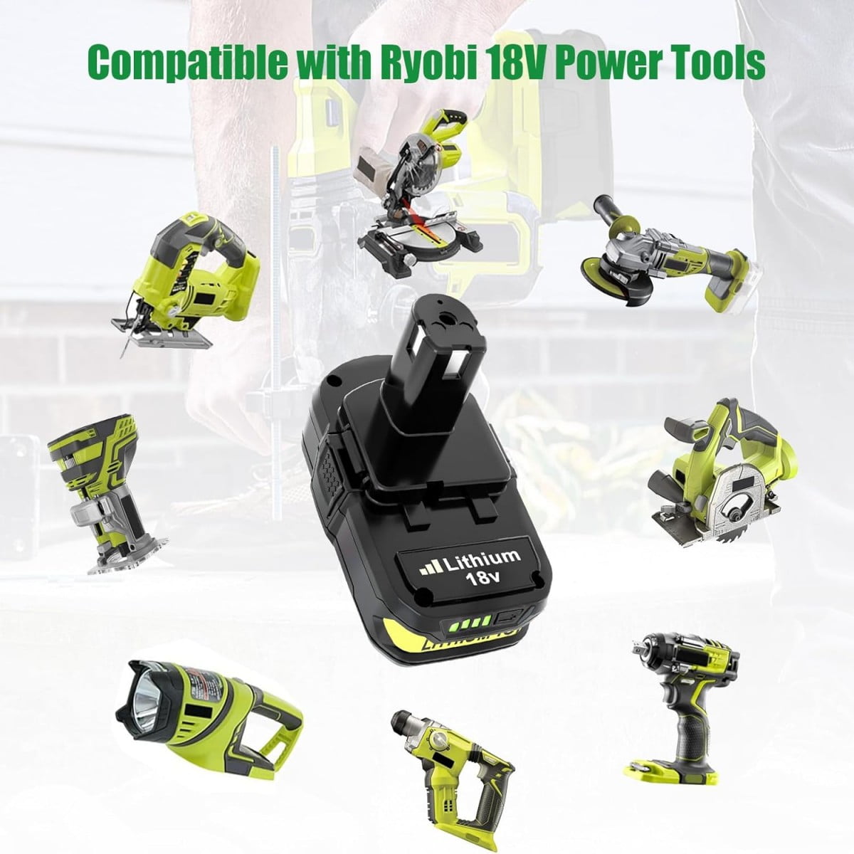2Pack 3.6Ah 18V P102 Lithium-Ion Replacement for Ryobi 18v Battery  P103 P104 P105 P107 P108 P109 Compatible with Ryobi Batteries Cordless Power Tools