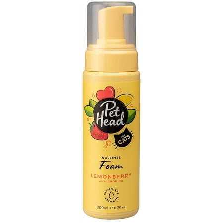 Pet Head No-Rinse Foam for Cats Lemonberry with Lemon Oil [Cat Shampoo and Cologne, Cat Supplies] 20.1 oz (3 x 6.7 oz)
