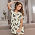 thumbnail image 3 of Pofeuu Chickens And Flowers Print Women's Loose Fit Short Sleeve Nightgown, Comfortable Sleep Dress for Women, Casual Lounge Sleepwear, Soft Cotton Sleep Dress, 3 of 6