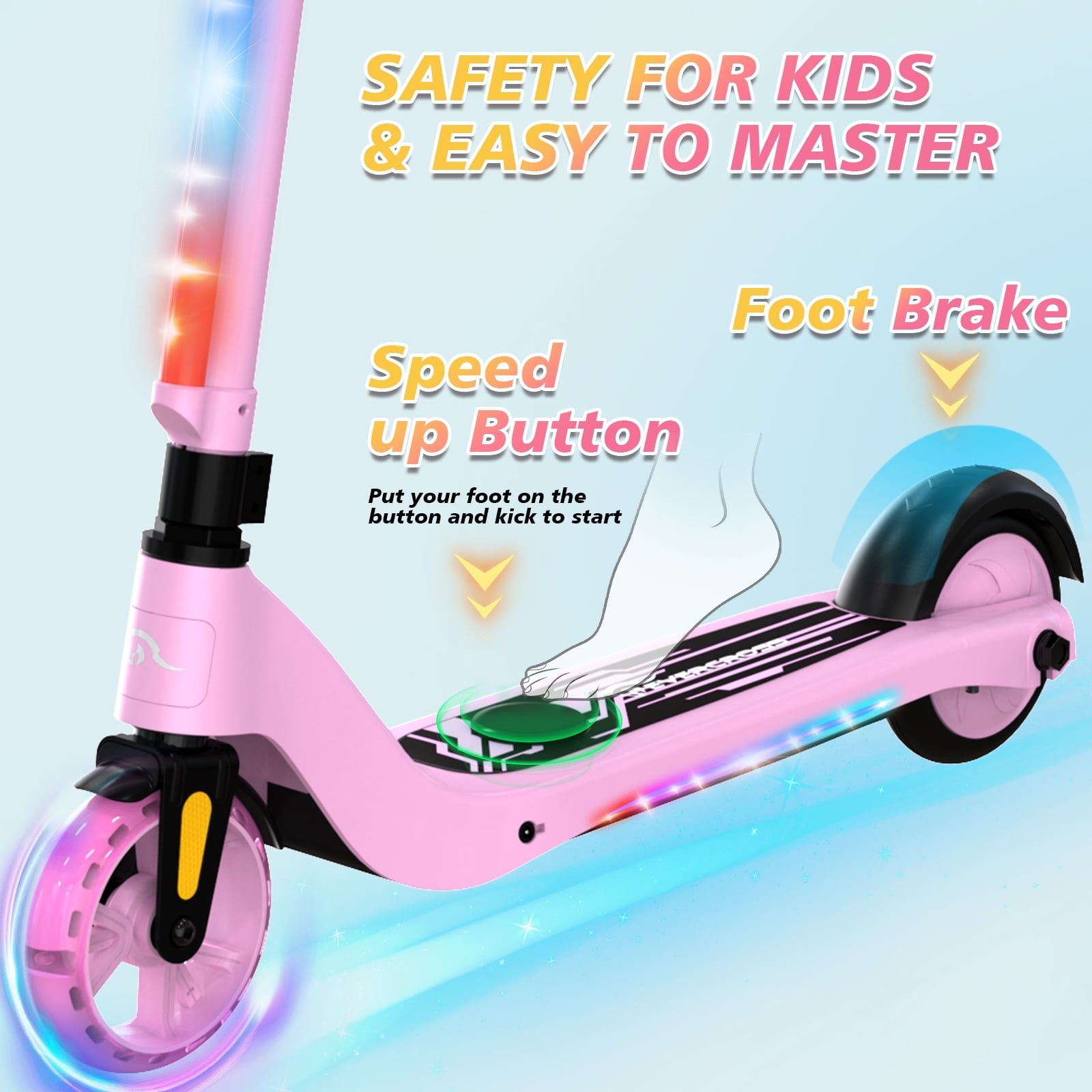 EVERCROSS EV06C Scooter eléctrico, scooter eléctrico plegable para niños de  6 a 12 años, hasta 9.3 MPH y 5 millas, pantalla LED, luces LED – Yaxa  Colombia