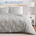 thumbnail image 3 of 600 Thread Count Egyptian Cotton 3-Piece Pinch Pleated Duvet Cover Set with Zipper Closure - Twin/Twin-XL Size ( 68 x 90 ) Inches, (Silver Grey), 3 of 5