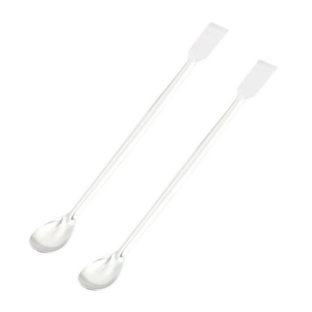 

2X 22 cm Spoon Shape Strip Molded Item Decoration Silver Long Stainless Steel Double End Reagent Spatula Strip