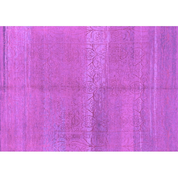 Ahgly Company Machine Washable Indoor Rectangle Abstract Purple Modern Area Rugs, 7' x 9'