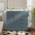 thumbnail image 3 of 36" Sturdy Solid Wood Small Bathroom Storage Cabinet, Bathroom Organizer Cabinet with Soft Close, Compact Vanity Unit for Small Spaces with Ample Storage for Bathroom, Blue, 3 of 9