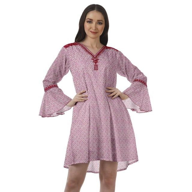Moomaya Robes à Manches Volantées pour Femmes Robes d'Été Brodées Femmes
