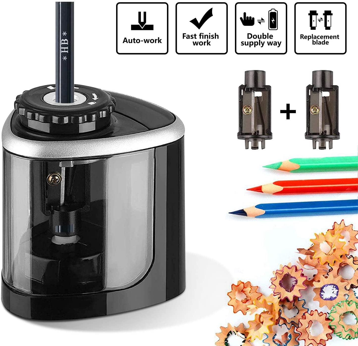 Electric Pencil Sharpener, Portable Battery Operated Pencil Sharpener with battery for Colored