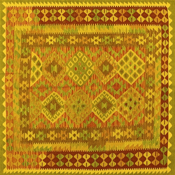 Ahgly Company Indoor Square Southwestern Yellow Country Area Rugs, 4' Square