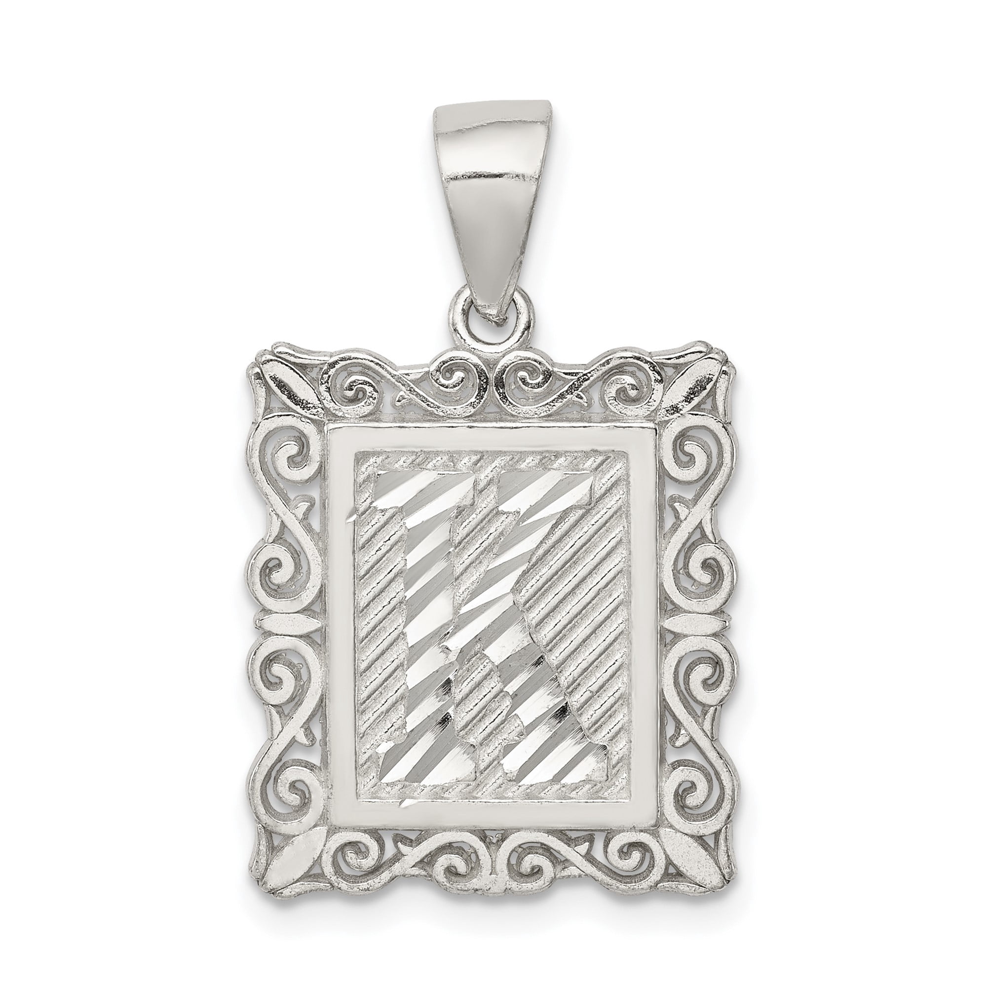Sterling Silver Initial K Pendant Necklace with Scrollwork Border, Vintage Monogram Letter Jewelry for Women or Unisex, Ornate Name Charm for Personal Identity
