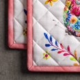 thumbnail image 4 of Happy Florals 100% Cotton Set of 2 Pot Holders with Loop Heat Resistant for BBQ | Cooking | Baking | Grilling | Microwave | Barbecue | Spring/Summer (High Summer, 8 Inch by 8 Inch), 4 of 8