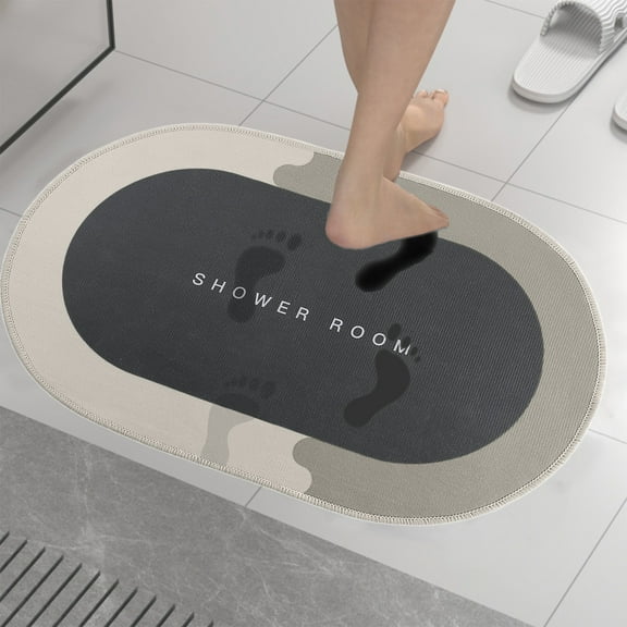 UTXQFD Diatomaceous Bath Rug mat Rubber Non-Slip Shower Mat Quick Dry Super Absorbent Bath Stone Mat Thin Bathroom Floor Mat Under Door, in Front of Bathtub Shower Room, Machine Washable,