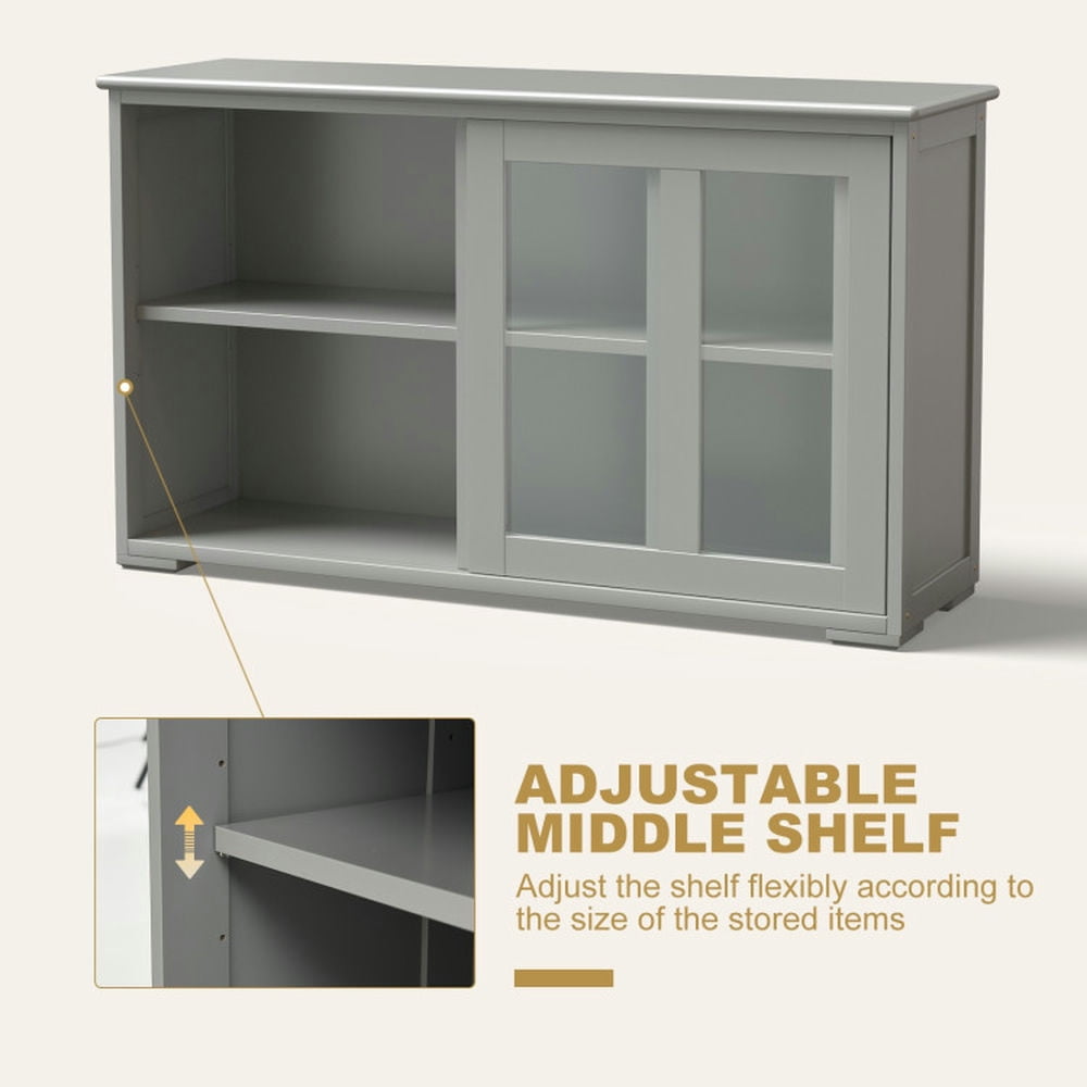 Finihen Kitchen Storage Cabinet, Buffet Sideboard, Sideboard Buffet Cupboard Storage Cabinet with Sliding Door, for Dining Room, Kitchen, Living Room, Gray Finihen Kitchen Storage Cabinet, Buffet Sideboard, Sideboard Buffet Cupboard Storage Cabinet with Sliding Door, for Dining Room, Kitchen, Living Room, Gray