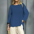 thumbnail image 2 of WZXFASHION T-Shirts Décontractés à Manches 3/4 pour Femmes, Col Rond, Coton, jusqu'à 50 % de Réduction, 2 of 4