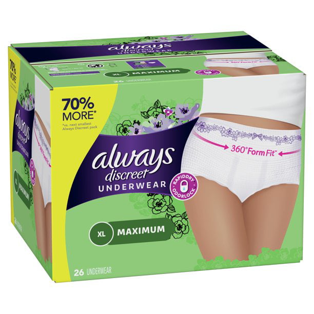 Always Discreet Incontinence Underwear, Max Protection, XL, 26 Ct 