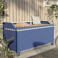 thumbnail image 4 of Furniture of America Azur Navy Poolside Outdoor Wicker Metal Storage Bench, 4 of 9