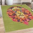 thumbnail image 1 of Zoo Decorative Rug, Colorful Animals Geometric Diamond Face Lions Mane Savannah Wildlife Theme Image, Quality Carpet for Bedroom Dorm and Living Room, 6 Sizes, Olive Green, by Ambesonne, 1 of 4