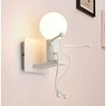thumbnail image 1 of Luz de pared robot, aplique de pared negro de estilo retro contemporáneo creativo, luces de pared para dormitorio, mesita de noche, habitación de niños, pasillo, escalera (blanco) Xemadio LHH-0462, 1 of 4